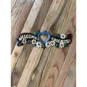 Vintage Metal Welcome Friends Sign New Country Home Wall Decor